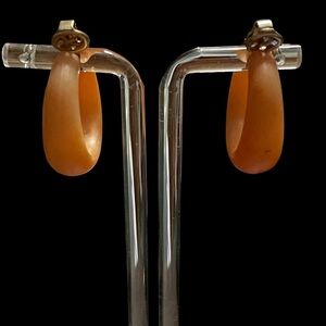 Rare Vintage Creamsicle Faux Angel Coral Salmon Color Clip Earrings